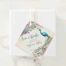 Blommiga påfågel förlovningsfest presentkort tagga