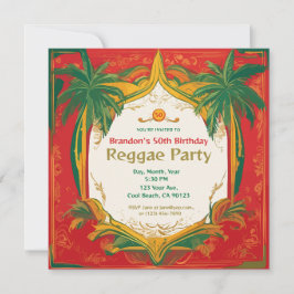 Blommiga palmer Anpassningsbar Reggae-fest Inbjudningar