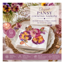 Blommiga Pappersservetter Pansy (sats om 50)