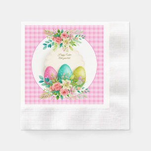 Blommiga påskägg & akvarell rosa rosor pappersservett