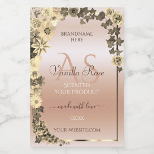 Blommiga Pastella Rosa Rodnad Produktetiketter Ini Mat Etikett