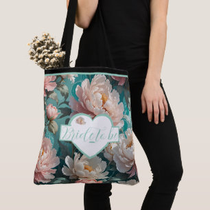 Blommiga Peonies flervarvstryck Brud att bli Toteb Tygkasse