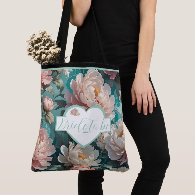 Blommiga Peonies flervarvstryck Brud att bli Toteb Tygkasse (Närbild)