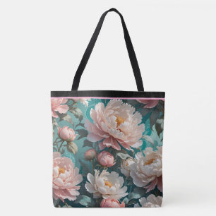 Blommiga Peonies flervarvstryck Totebag Tygkasse