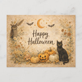 Blommiga pumpor Vintage Boho Halloween Helg Vykort