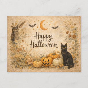 Blommiga pumpor Vintage Boho Halloween Helg Vykort
