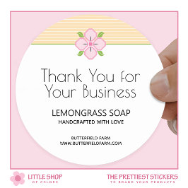 Blommiga Ränder Företag Tack Runt Klistermärke