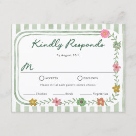 Blommiga randiga RSVP-kort