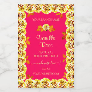 Blommiga Rosa Produktförpackningsetiketter Gula Ro Mat Etikett