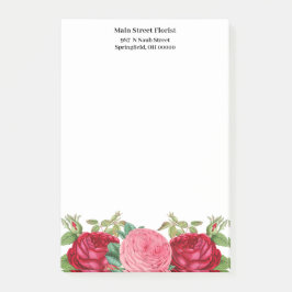 Blommiga Rosa Röda Rosor Post-it Block