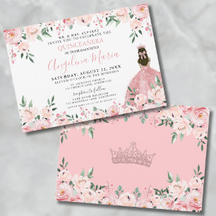 Blommiga rosor rosa Quinceanera-inbjudan Inbjudningar