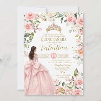 Blommiga rosor rosenskär Quinceañera 15-årsdag Inbjudningar