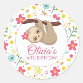 Blommiga Senth Birthday-födelsedagsdekaler Runt Klistermärke