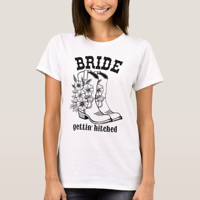 Blommiga stövlar Brud som gifter sig T-shirt (Framsida)