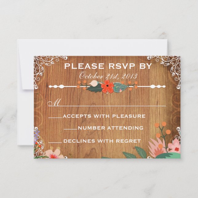 Blommiga Sukkulenter Rustik Bröllops-rsvp OSA Kort (Framsida)
