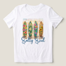 Blommiga Surfbrädor Saltiga Själens Strand Solnedg T Shirt