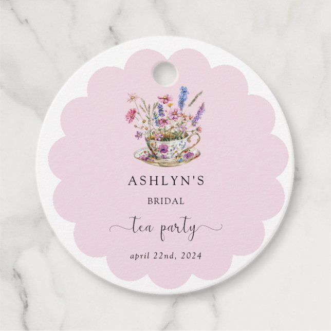 Blommiga tacksamtetiketter för bröllopsdusch té-fe gåvor etiketter (Framsida)