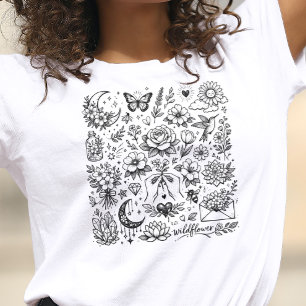 Blommiga tatueringsmix t shirt
