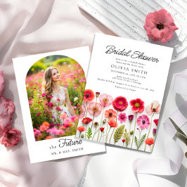 Blommiga vilda blommor Foto Bröllopsdusch Inbjudningar