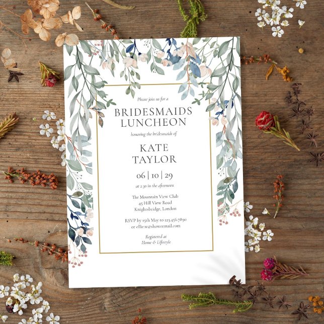 Blommiga vildblommor brudtärnor lunch inbjudningar (Floral Wildflowers Bridesmaids Luncheon Invitation)