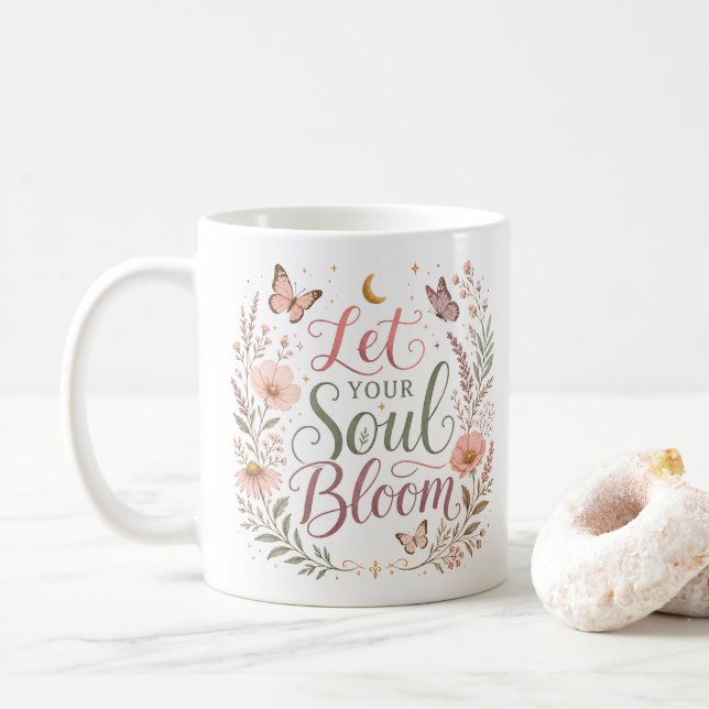 Blommiga Vildblommor Låt Din Själ Blomma Kaffemugg (Med munk)
