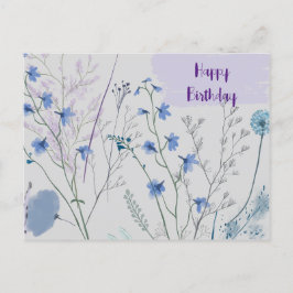 Blommiga Vildblommor Rustika Boho Whimsical Födels Vykort