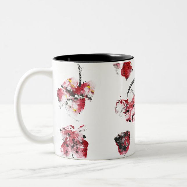 Blommiga viskningar - Abstrakt akryl Hibiskus & Ro Två-Tonad Mugg (Vänster)