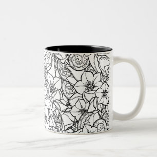 Blommiga Zendoodle Två-Tonad Mugg