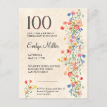 Blommigt 100:e födelsedagen - Elegant Wildblommor