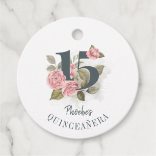 Blommigt 15:e födelsedagen Quinceanera Rustic Gåvor Etiketter