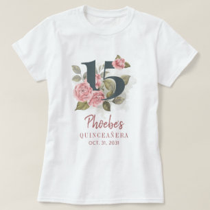 Blommigt 15:e födelsedagskvällen Matching Party T Shirt