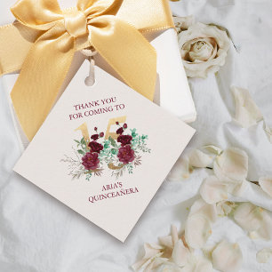 Blommigt 15 Elfenbenskusten Burgundy Guld Quincean Gåvor Etiketter