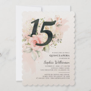 Blommigt 15: Quinceanera-Födelsedagsfesten på föde Inbjudningar