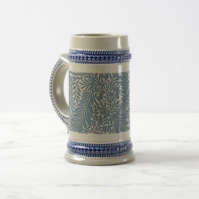 Blommigt 1800-talets Mönster Blue på White Backgro Sejdel (Framsida vänster)