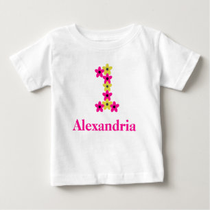 Blommigt 1:a födelsedagen Baby T-Shirt