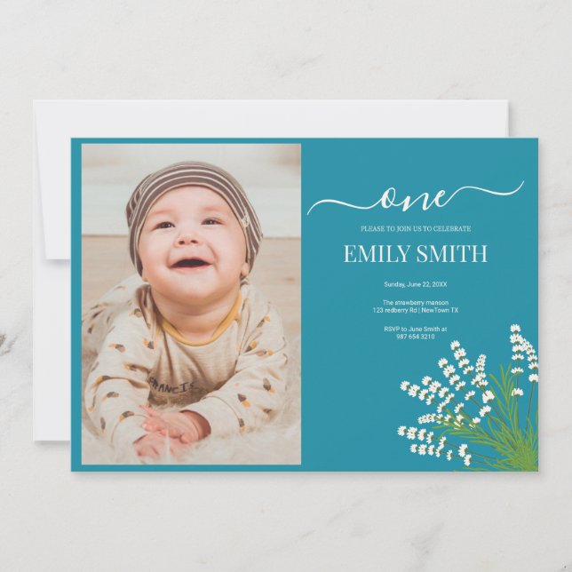 Blommigt 1:a födelsedagskort (Framsida)