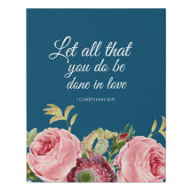 Blommigt 1 Corinthians 16: 14 Wrapped Canvas Skriv