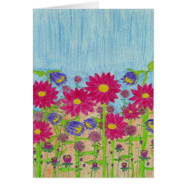 Blommigt 1 hälsningskort (Framsidan)