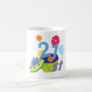 Blommigt 21:a födelsedag Mugg