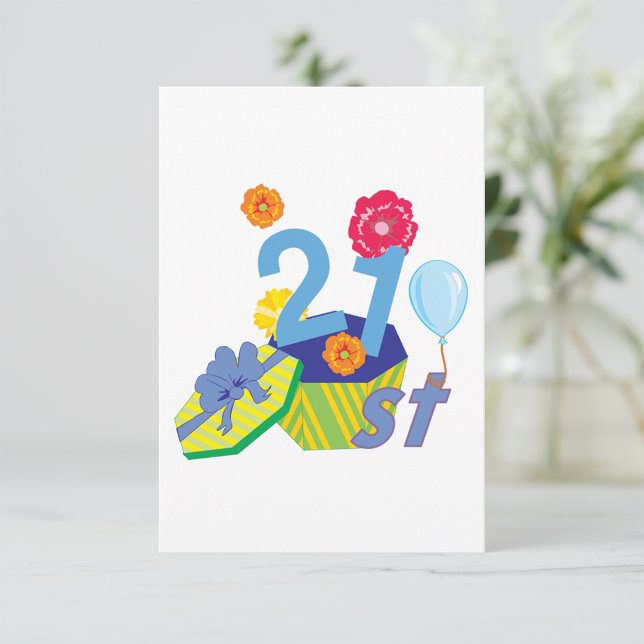 Blommigt 21:a födelsedagsinbjudan inbjudningar (Skapare uppladdad)