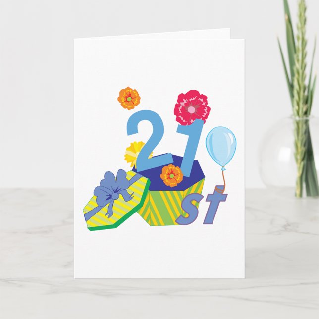 Blommigt 21:a födelsedagskort kort (Skapare uppladdad)