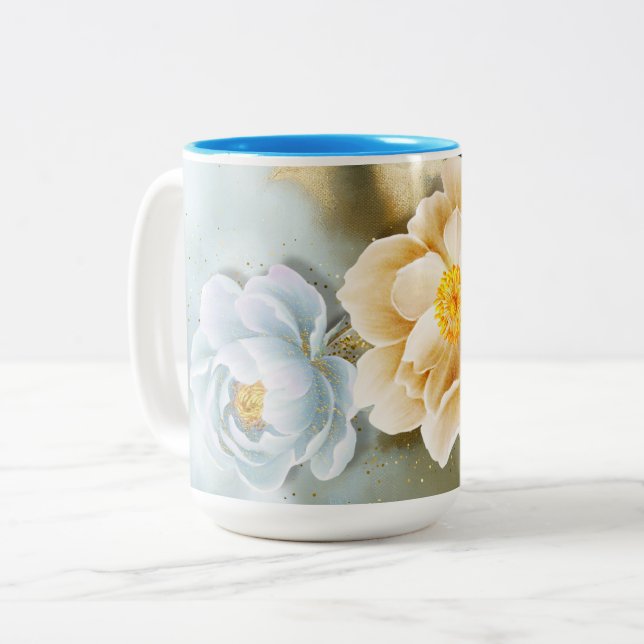 Blommigt 2-tonkaffe Mugg (Framsida vänster)