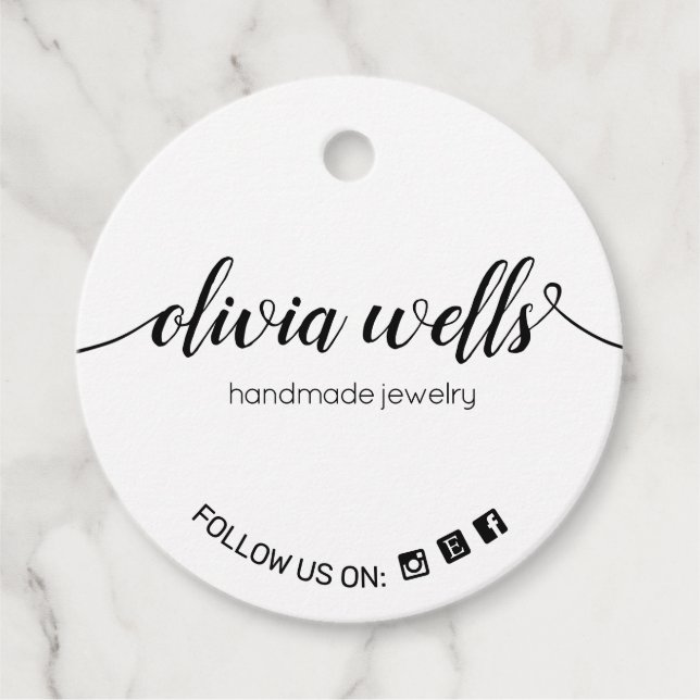 Blommigt 2-tums runda, Namnteckning Märkre för skr Gåvor Etiketter (Framsida)