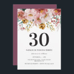 BLOMMIGT 30ÅRS FÖDELSEDAG LILA CHIC i<br><div class="desc">Blommigt 30års födelsedag lila chic-inbjudningar för Girly-vattenfärg. Snygg elegant,  modernt party-tema.</div>