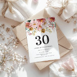BLOMMIGT 30ÅRS FÖDELSEDAG ROSA CHIC i<br><div class="desc">Blommigt 30års födelsedag rosa chic-inbjudningar för Girly-vattenfärg. Snygg elegant,  modernt party-tema.</div>