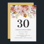 BLOMMIGT 30ÅRS FÖDELSEDAG ROSA CHIC i<br><div class="desc">Blommigt 30års födelsedag rosa chic-inbjudningar för Girly-vattenfärg. Snygg elegant,  modernt party-tema.</div>