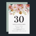 BLOMMIGT 30ÅRS FÖDELSEDAG ROSA CHIC i<br><div class="desc">Blommigt 30års födelsedag rosa chic-inbjudningar för Girly-vattenfärg. Snygg elegant,  modernt party-tema.</div>