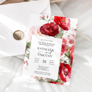 Blommigt 40:e Bröllop-årsinbjudan Inbjudningar