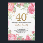 Blommigt 40:e födelsedagsinbjudan Guld Glitter Inbjudningar<br><div class="desc">Blommigt 40:e födelsedagsinbjudan till kvinnor. Vattenfärg Botaniskt Blommigt blomma. Guld Glitter. Rosa Peonies Blommigt Flowers. Vuxen födelsedag.
Om du vill göra ytterligare anpassningar klickar du på knappen Anpassa och användor verktygen som är utformat för att ändra mallen.</div>