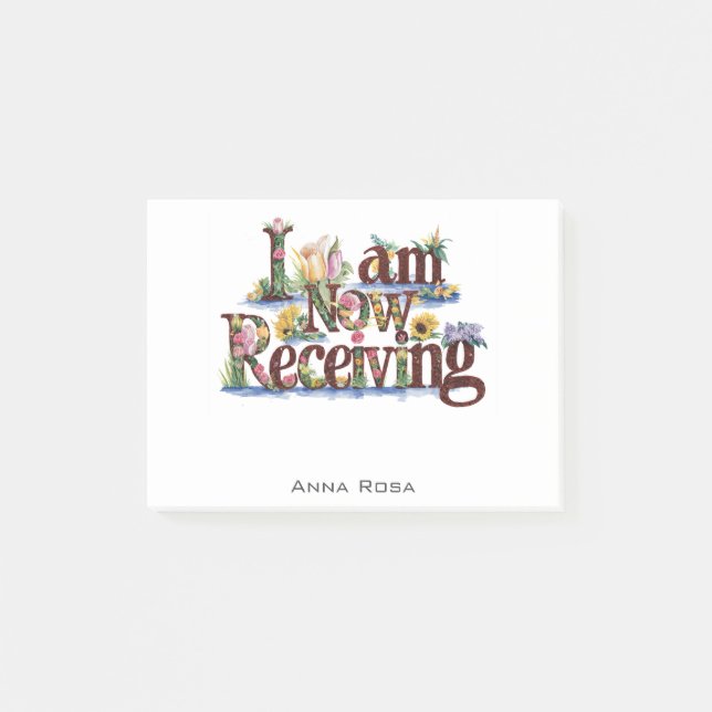 *~* Blommigt 4: JAG FÅR NU AP85-manifestering Post-it Block (Framsida)